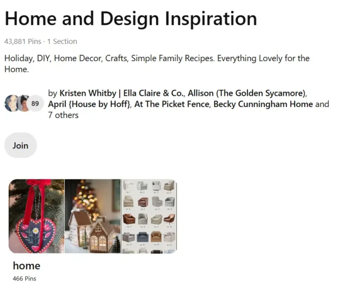 A screenshot of a group board on Pinterest