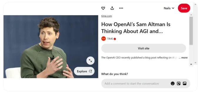An example of a Pinterest article pin