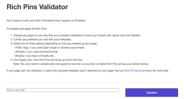 Rich Pins Validator tool
