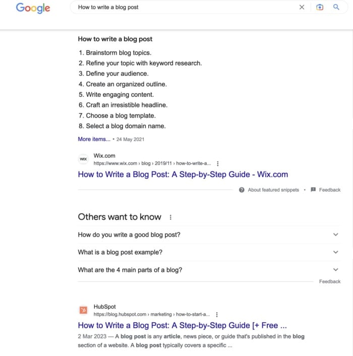 How to write a blog post google results. 