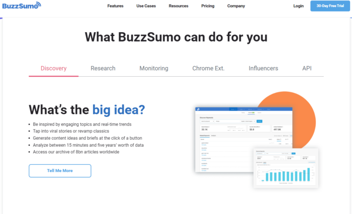 The Buzzsumo homepage.