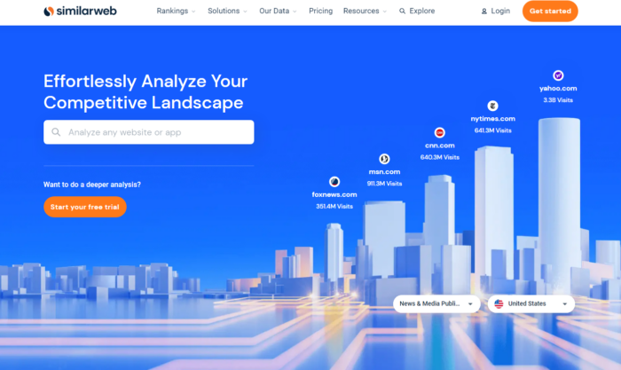 SimilarWeb home screen