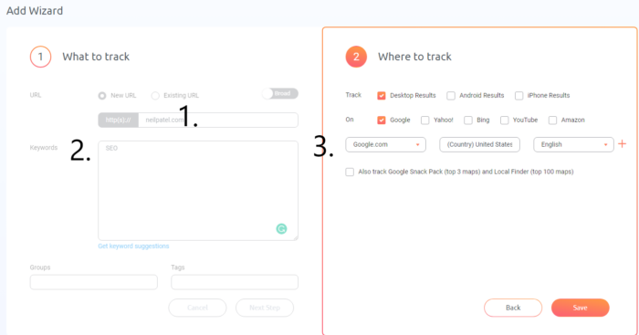 Three steps to use Pro Rank Tracker