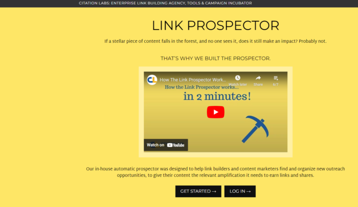 LinkProspector home screen