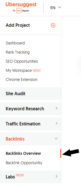Ubersuggest Backlinks Overview