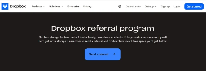 Dropbox referral program gateway