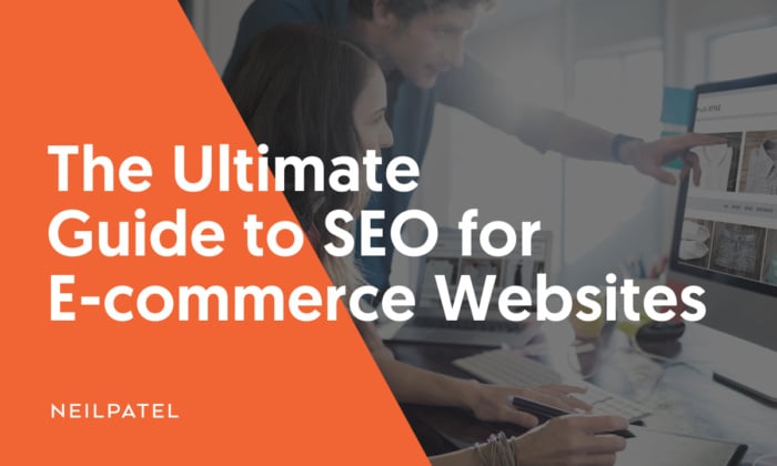 A graphic saying, The Ultimate Guide to SEO for E-commerce websites.
