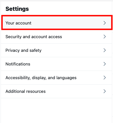 Your account in Twitter settings.