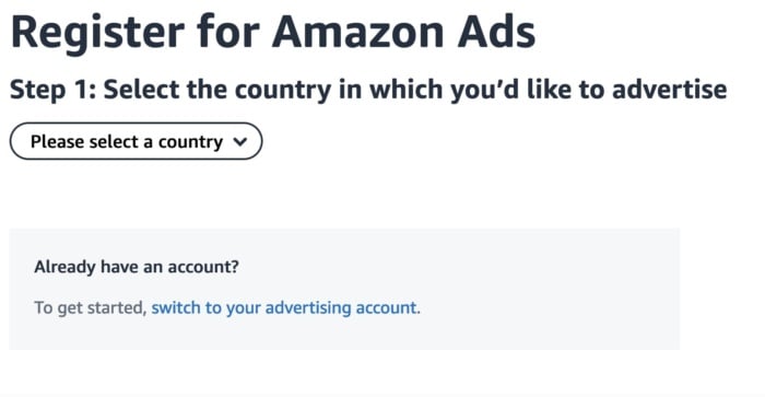Registering for amazon ads. 