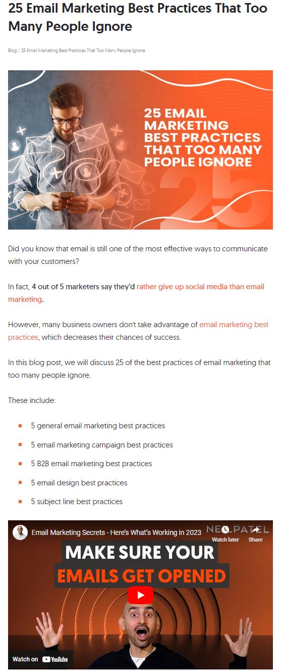Email marketing blog post about best practices. 