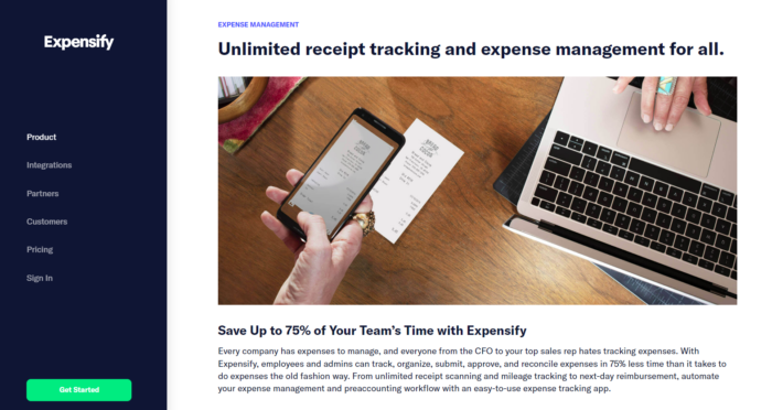 Expensify for tracking business expenses. 