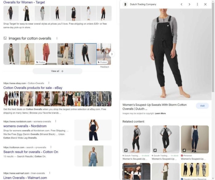 Google results for Deluth overalls. 