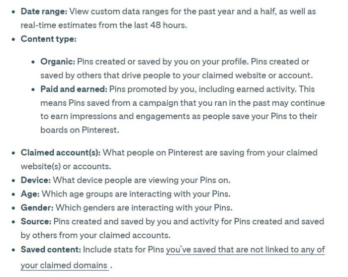 Stats you can find in Pinterest analytics. 