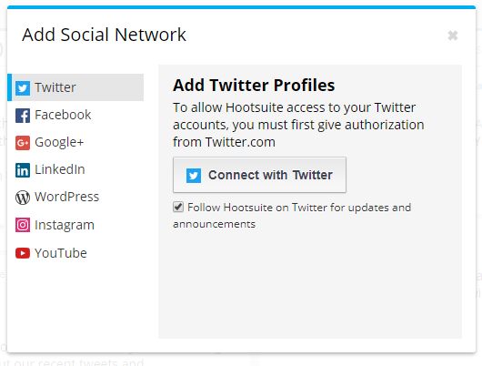 Managing social media pages with Hootsuite. 