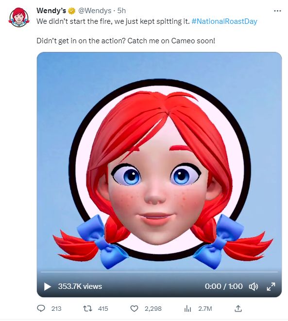 Social media consultant - Tweet from Wendy's