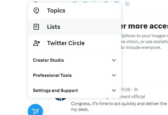 The lists tab on Twitter. 