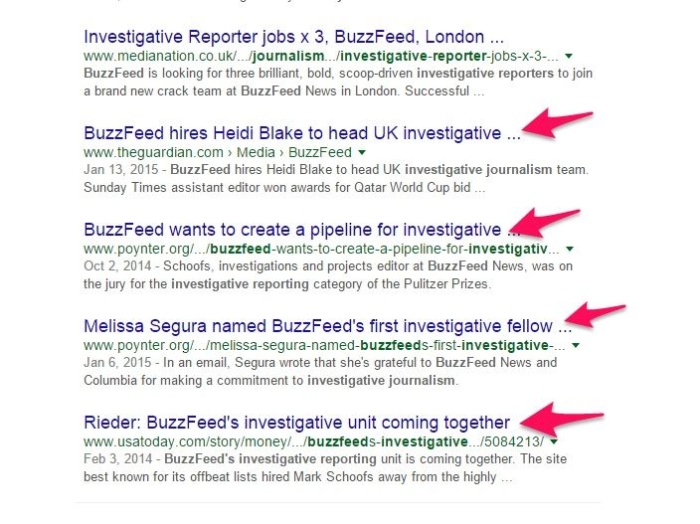 Google results for buzzfeed. 