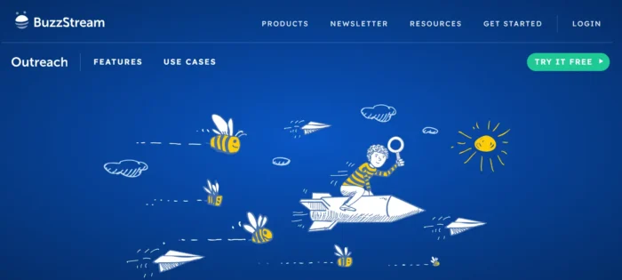 A screenshot of BuzzStream’s homepage. 