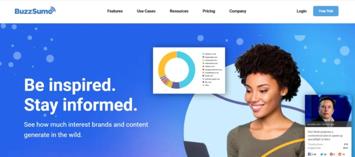 A screenshot of the BuzzSumo homepage. 