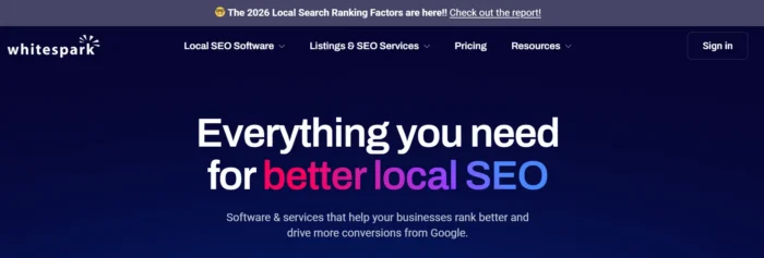 A screenshot of Whitespark’s homepage. 