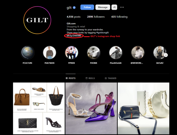 Gilt store Instagram marketing Instagram marketing tips