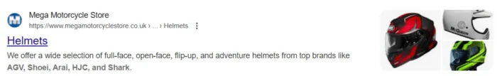 A Mega Motorcycle Store meta description.
