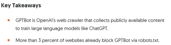 Key takeways for the What is GPTbot article.