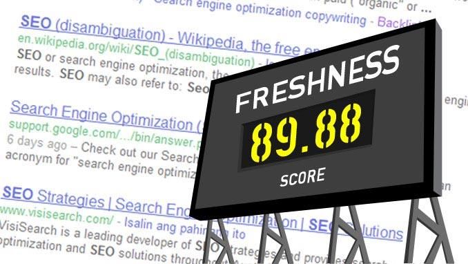 A graphic showing a scoreboard with the words "Freshness score."