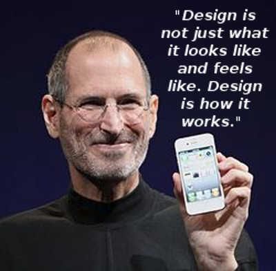 A picture of Steve Jobs with one of his quotes next to him.