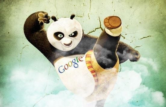 A depiction of Po from Kung Fu Panda with the Google logo.