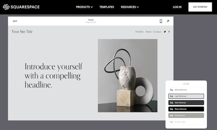 Squarespace website. 