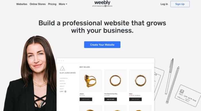 Weebly website creation tool. 