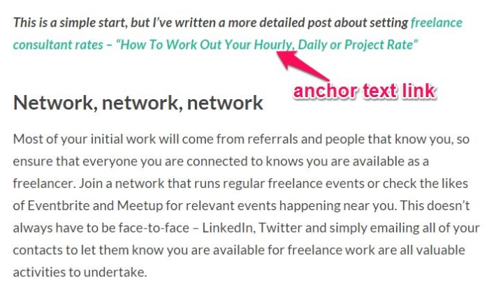 Example of a proper anchor text link. 
