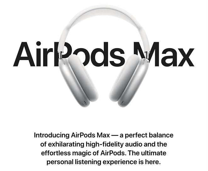 Airpods max product landing page. 