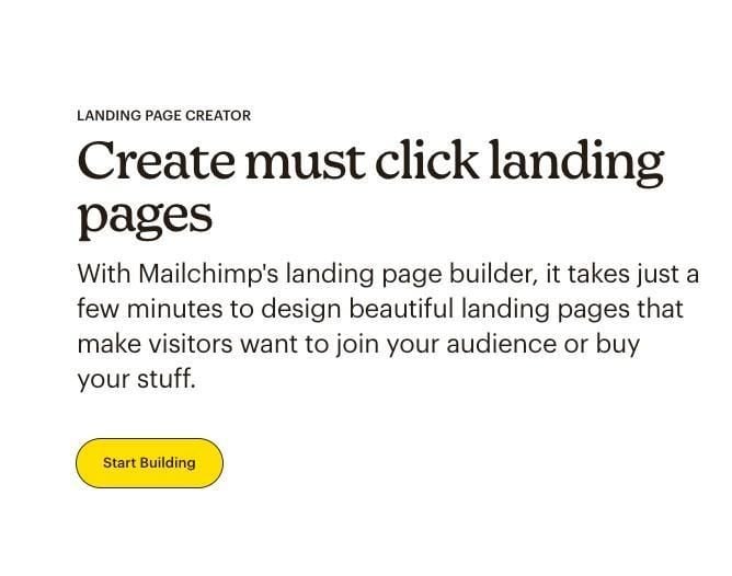 Mailchimp landing page builder. 