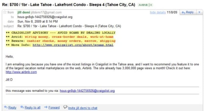 Example craigslist post. 