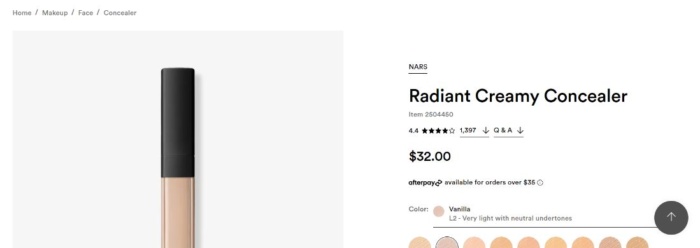Nars radiant creamy concealer ulta product page. 