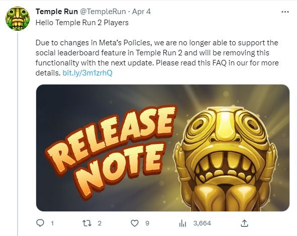 Temple Run on X: From non-existent, to Temple Run, to Temple Run