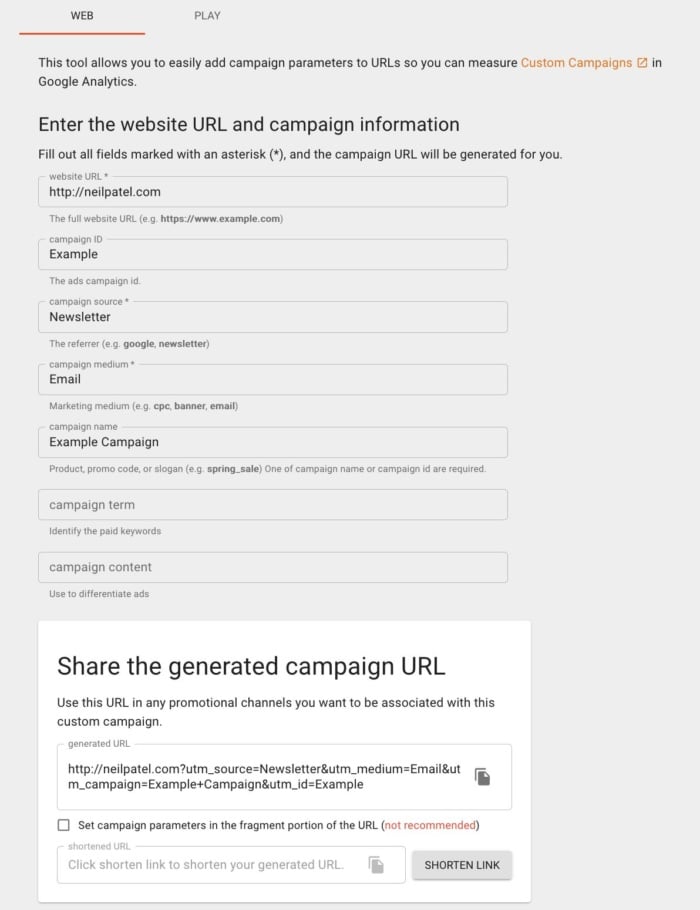 How to generate URL parameters with Google URL builder. 