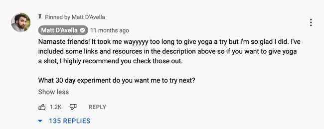 Interacting with a Youtube audience via the comments. 