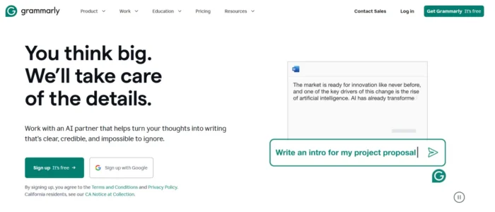 Grammarly AI writing tool