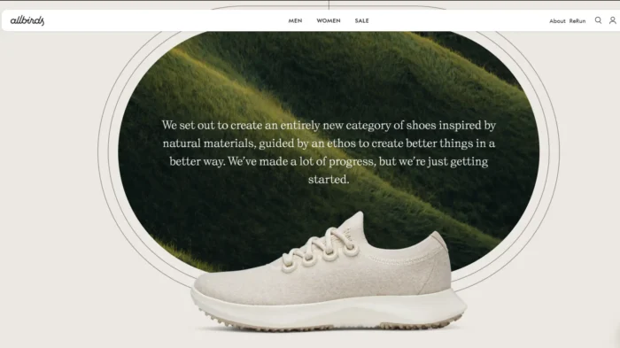 Allbirds brand storytelling copywriting example