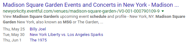 Schema markup for Madison Square Garden