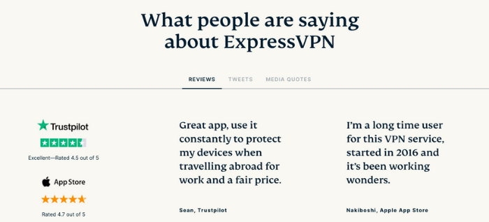 A list of reviews of ExpressVPN.