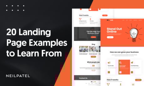 A graphic that says "20 Landing Page Examples to Learn From"