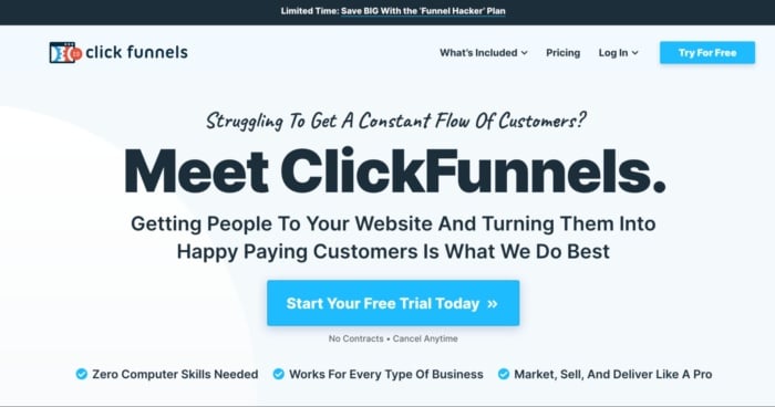Click funnels landing page example. 
