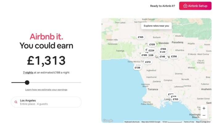 Airbnb landing page example. 
