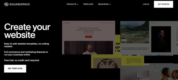 Squarespace landing page example. 