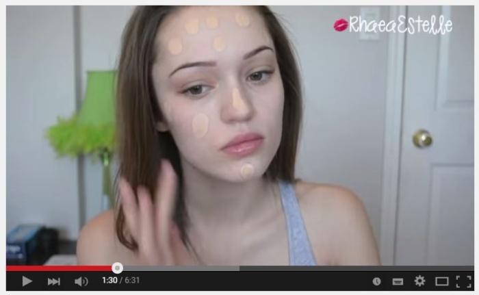 Video of a makeup tutorial. 