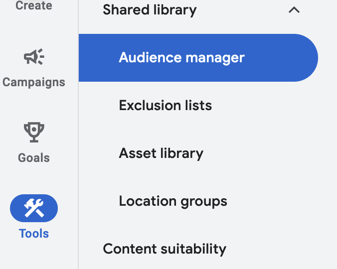 Creating audience segments in Google.